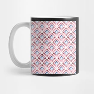 Pink and Blue Geometric Pattern, Rhombic Motif Mug